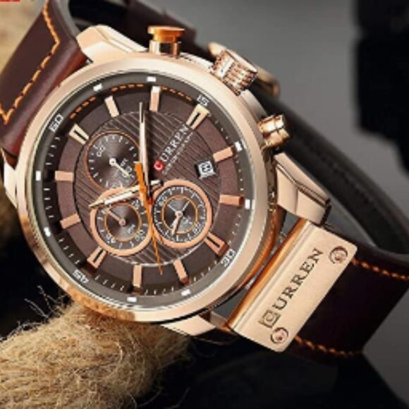 Mens Leather Strap Luxury Watch